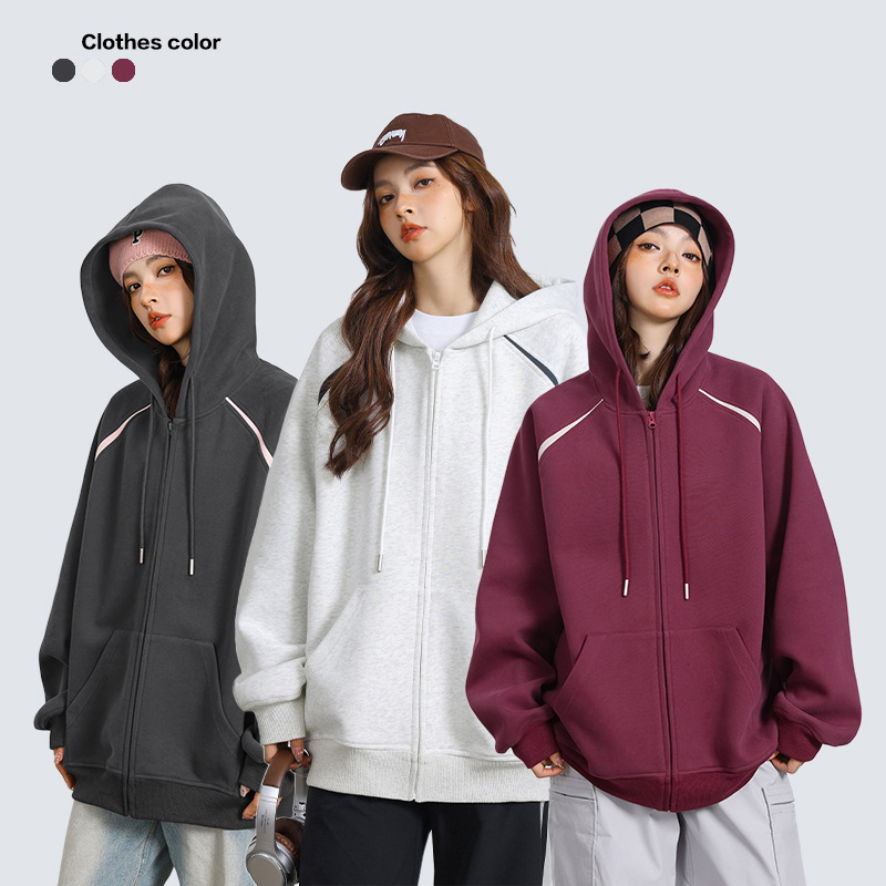美式重磅酷潮連帽衛衣外套春秋百搭休閒情侶開衫外套