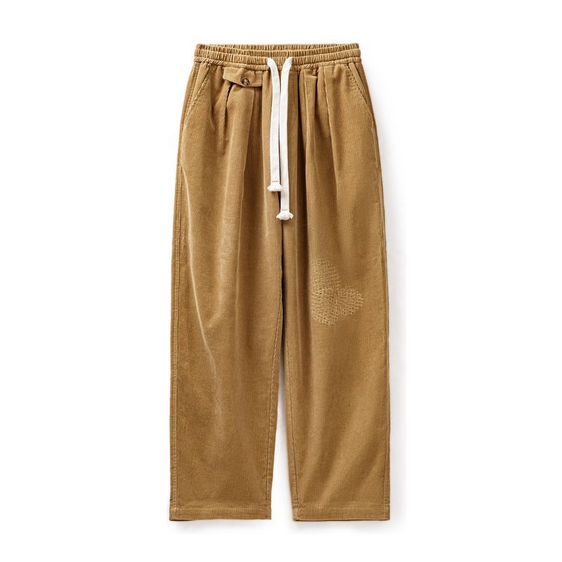 馬登工裝 美式復古燈芯絨補丁休閒褲vintage寬鬆闊腿直筒褲男秋冬