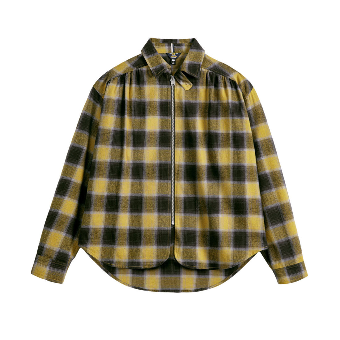 馬登女裝 復古寬鬆翻領純棉磨毛格子紋長袖襯衫薄款夾克外套上衣春