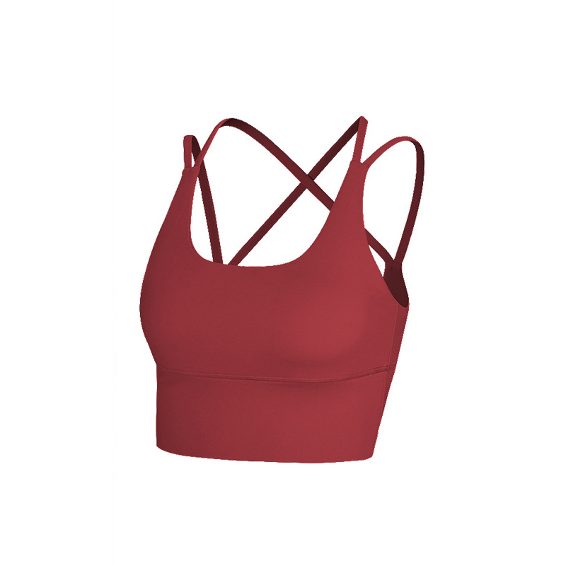 软糯高弹瑜珈吊带健身上衣交叉美背运动内衣遮副乳瑜珈背心