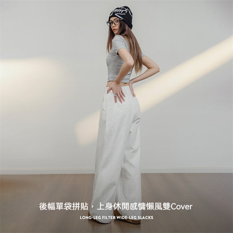 馬登女裝 復古白色休閒褲純棉寬鬆直筒工裝褲百搭顯瘦慵懶闊腿褲夏季女