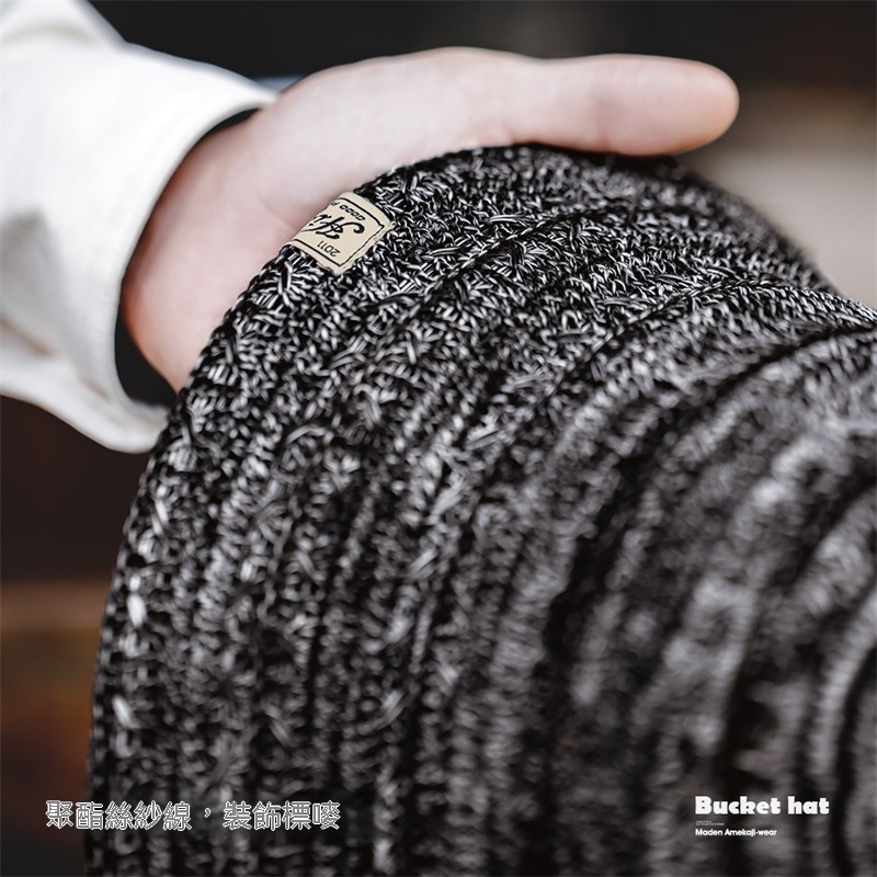 馬登工裝 山系戶外針織透氣漁夫帽防曬遮陽圓頂帽子男女春夏