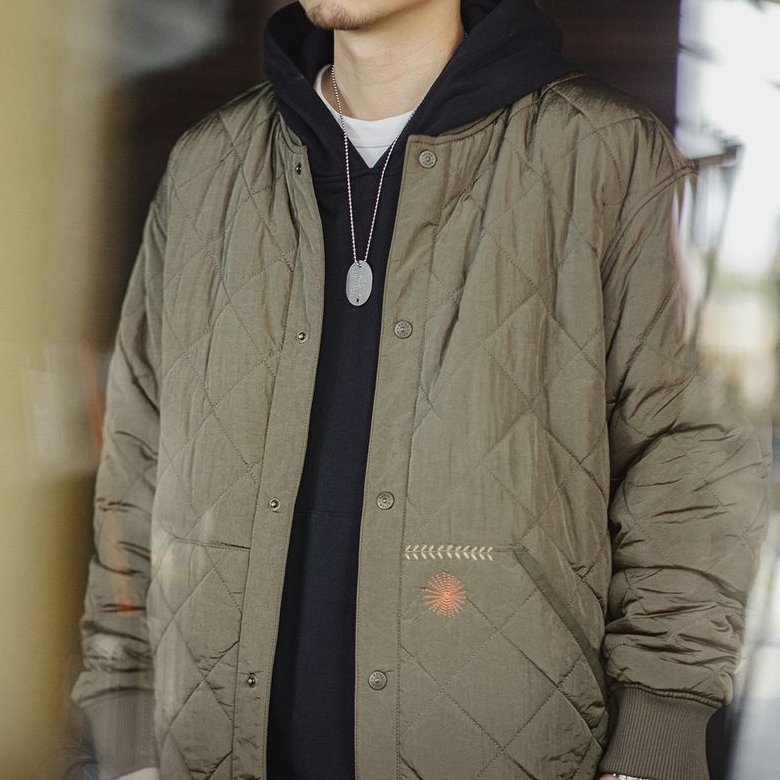 馬登工裝 美式休閒絎縫棒球服夾克棉衣菱形格加厚保暖棉服外套男冬