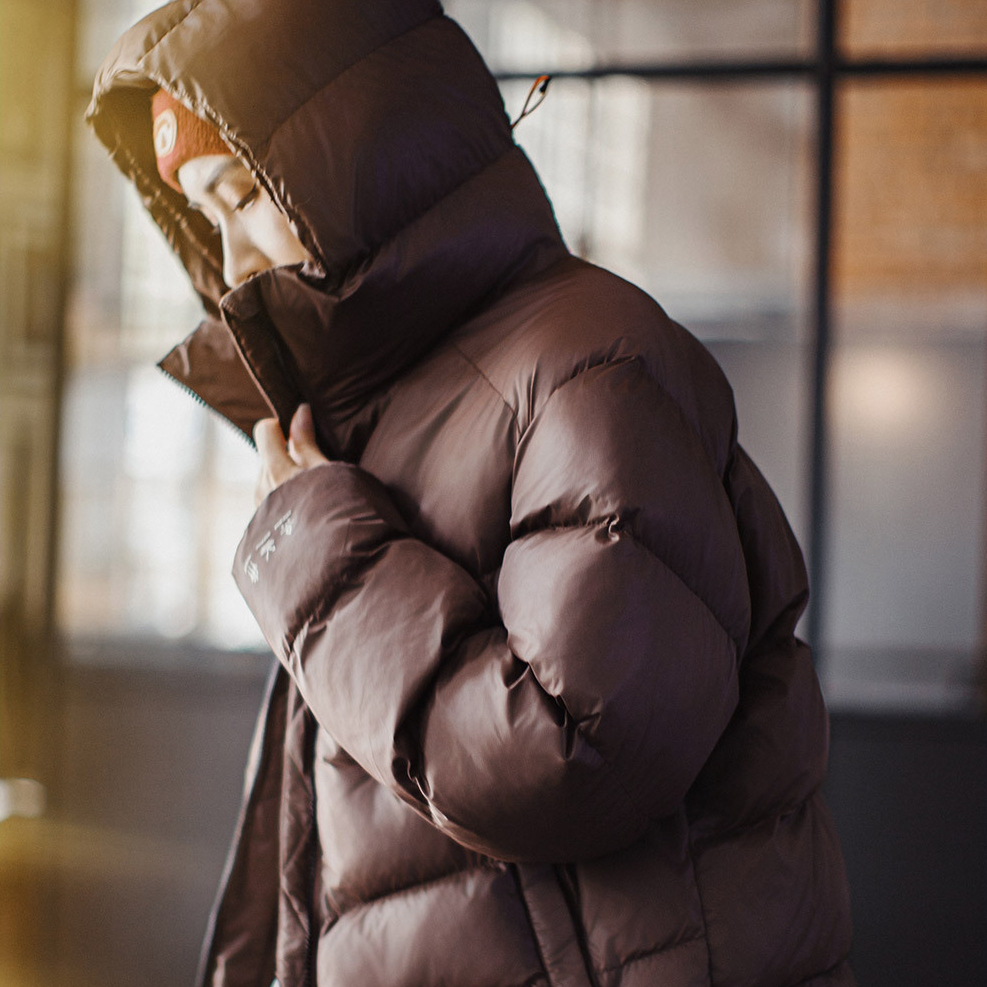 馬登女裝 美式連帽立領寬鬆加厚泡芙麵包絎縫棉衣氣絨棉服外套秋冬