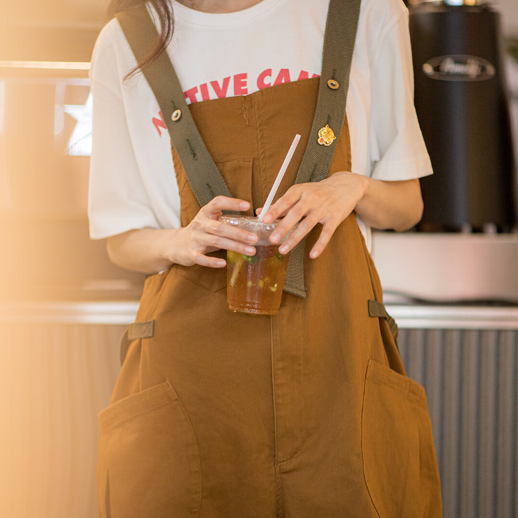 馬登女裝 美式復古减齡寬鬆背帶褲大口袋直筒吊帶連體工裝長褲