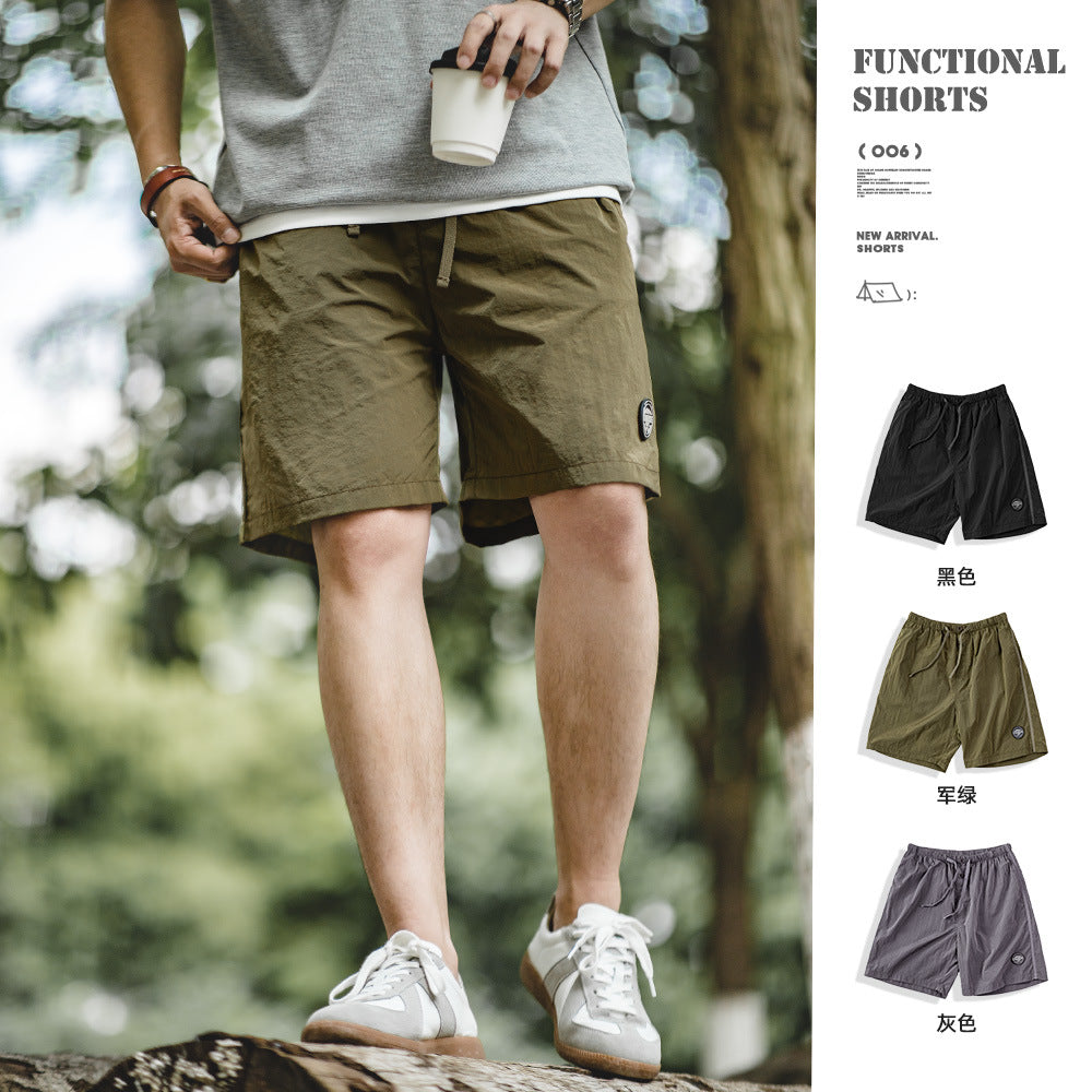 馬登工裝 山系戶外輕薄尼龍短褲速幹機能褶皺肌理感五分中褲