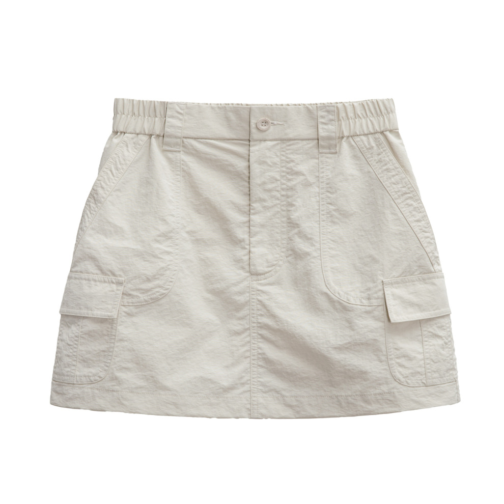 馬登女裝 復古肌理感立裁A字工裝傘裙機能風薄帶內襯防走光半身裙女夏