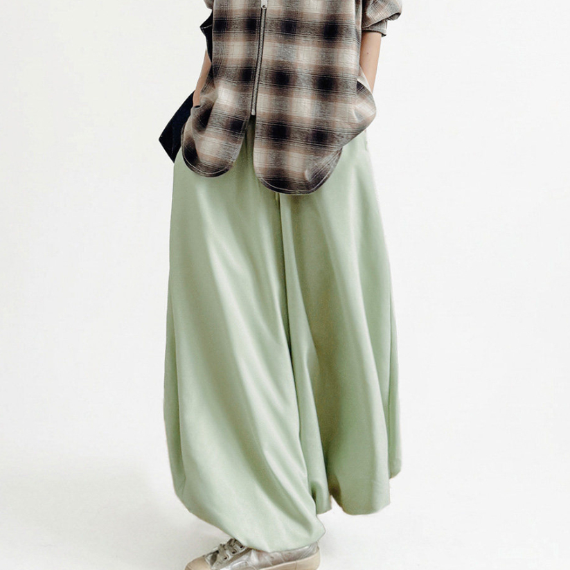 馬登女裝 桃皮絨垂感糯米花苞燈籠裙褲闊腿寬鬆緊腰抽繩休閒長褲子女春