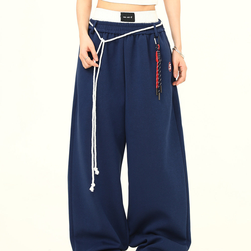 美式復古爵士舞嘻哈運動衛褲女直筒街舞褲jennie同款褲子