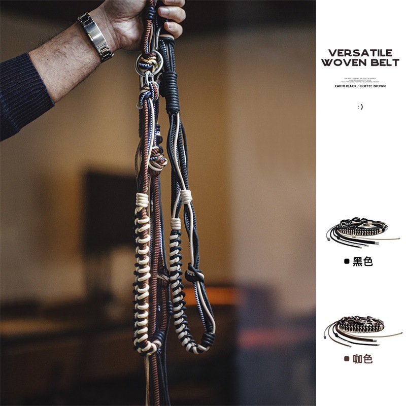 馬登工裝 美式復古多用編織腰帶戶外腰鏈褲鏈掛飾肩帶裝飾