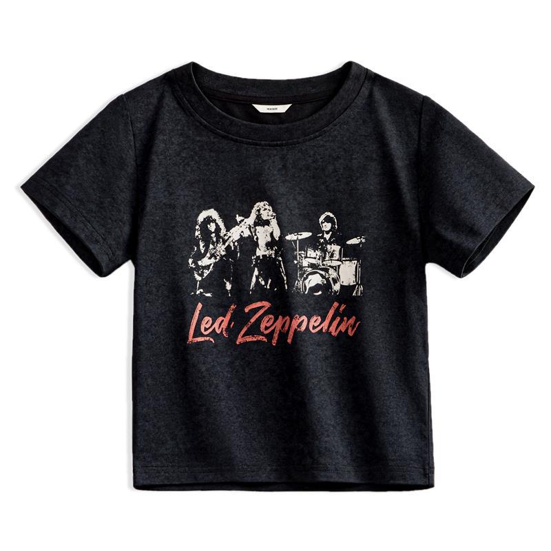 馬登女裝 美式復古圓領印花短袖修身正肩T恤辣妹短款休閒百搭上衣夏