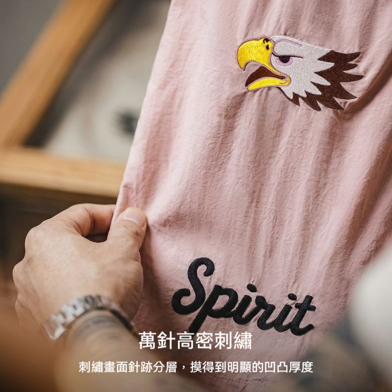 馬登工裝 美式復古印第安沙灘五分褲刺繡薄款寬鬆休閒百搭短褲男夏