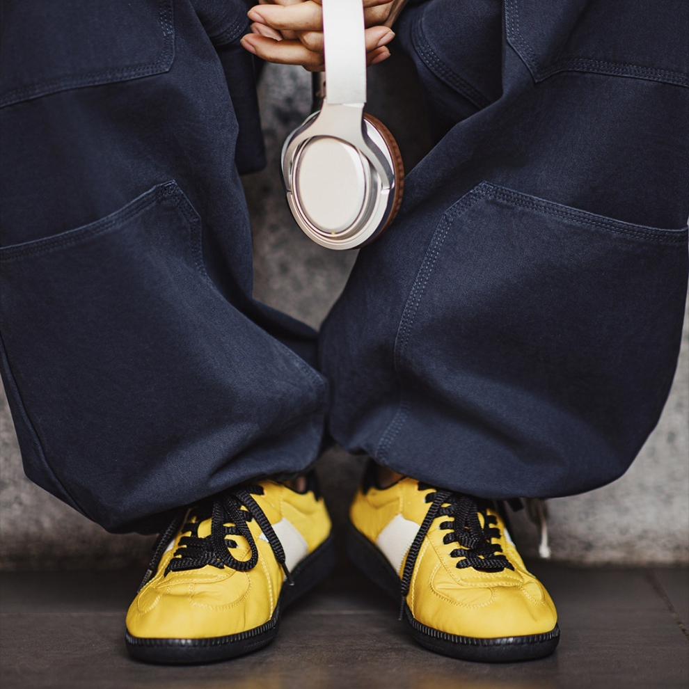 馬登男鞋 軟刃黃色復古德訓鞋圓頭男士春夏季透氣運動休閒軟底板鞋