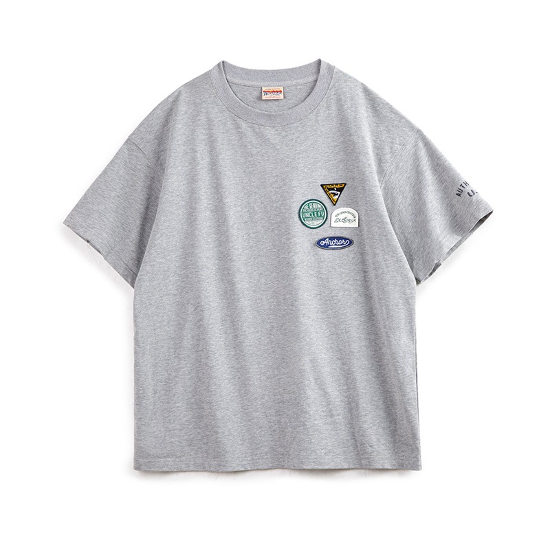 馬登工裝 美式休閒刺繡徽章短袖T恤設計感純棉圓領五分袖Tee男春夏