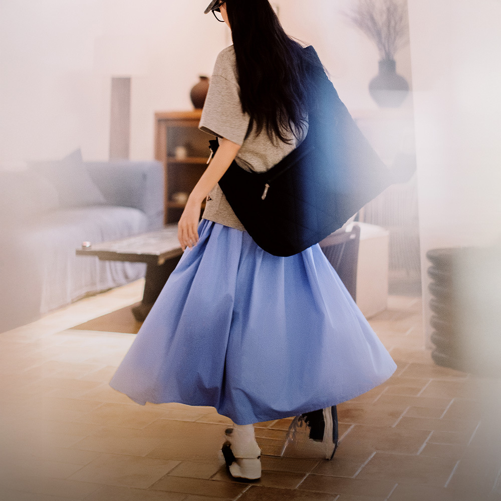 馬登女裝 淺春系Baby藍無袖連衣裙休閒沙灘度假長裙春夏法式抽褶裙