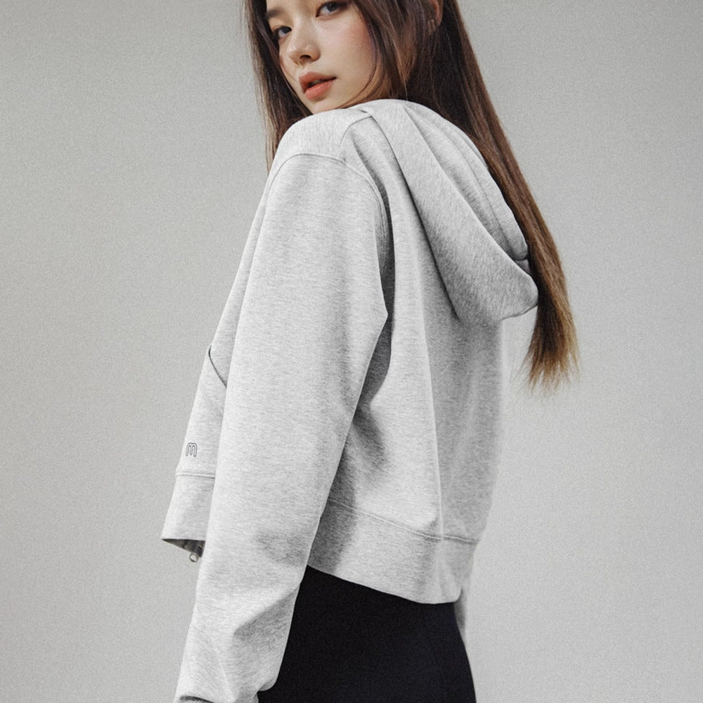 馬登女裝 美式高腰口袋短衛衣修身連帽拉鍊衛衣開衫運動外套