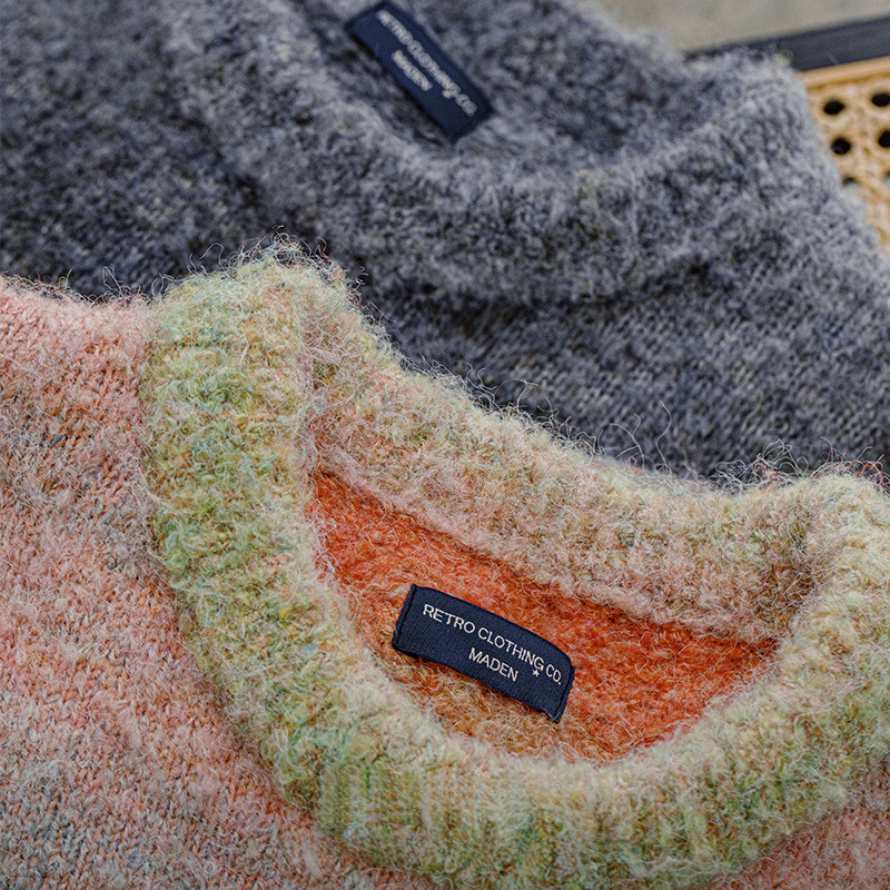 馬登女裝 漸變多巴胺彩虹毛衣圈圈毛絨套頭內搭慵懶風針織衫上衣春秋