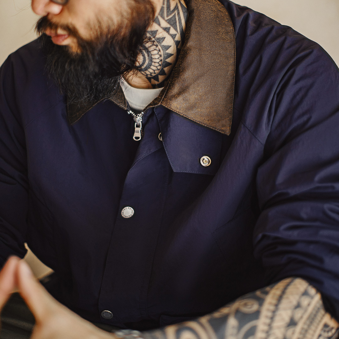 馬登工裝 美式復古Safari獵裝夾克防水藍色Vintage風衣外套男秋冬