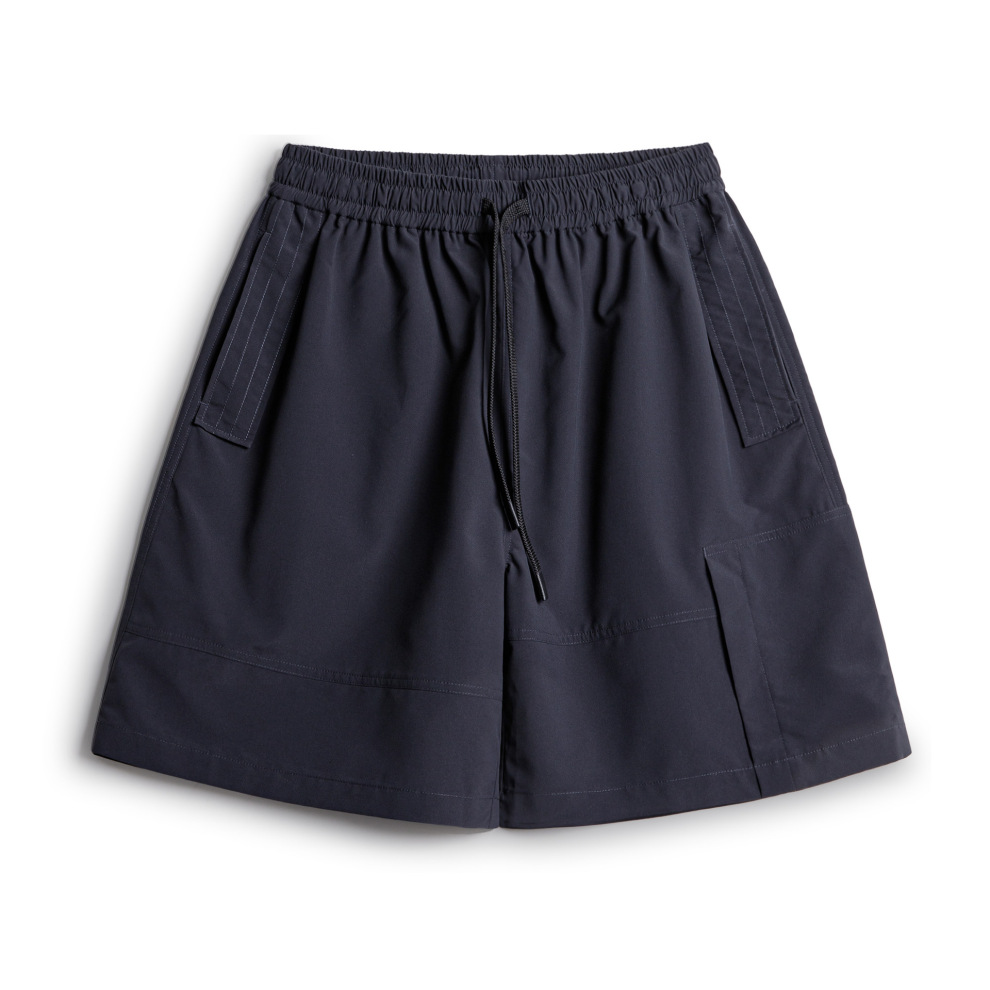 馬登工裝 美式紅色短褲抽繩鬆緊腰直筒寬鬆外穿大口袋五分褲男夏季