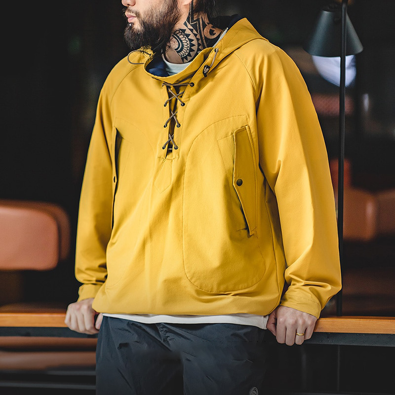 馬登工裝 美式復古連帽甲板服戶外抽繩衝鋒衛衣派克罩衫