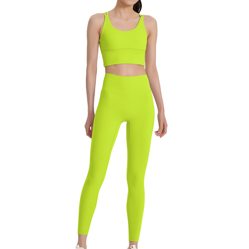 雲感磨毛瑜珈背心運動褲套裝彈性親膚塑型可拆胸墊高級感瑜珈套裝