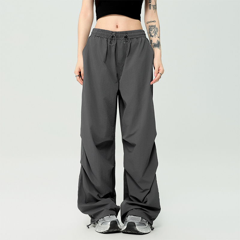 美式輕薄式傘兵褲夏季寬褲透氣抽繩束腳直筒休閒褲