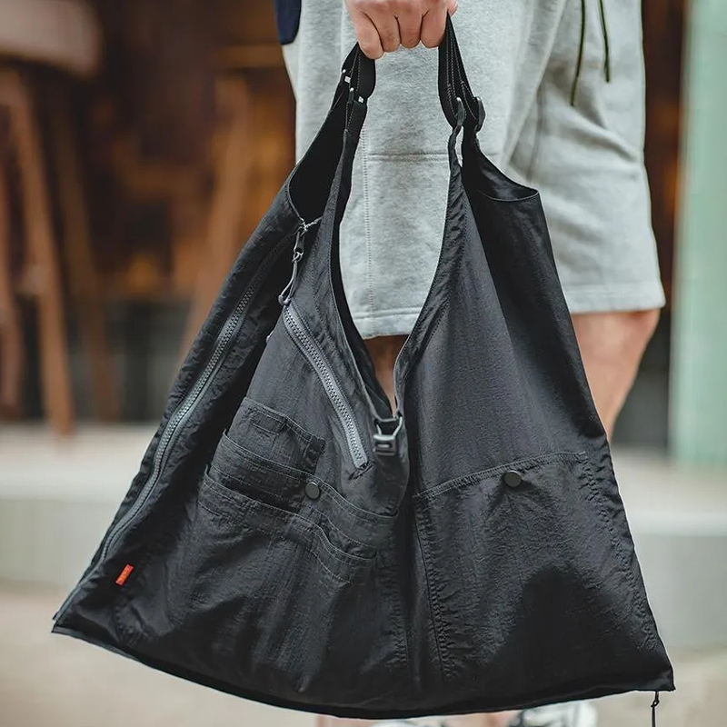 馬登工裝 復古多口袋無袖尼龍馬甲背心戶外機能兩用挎包