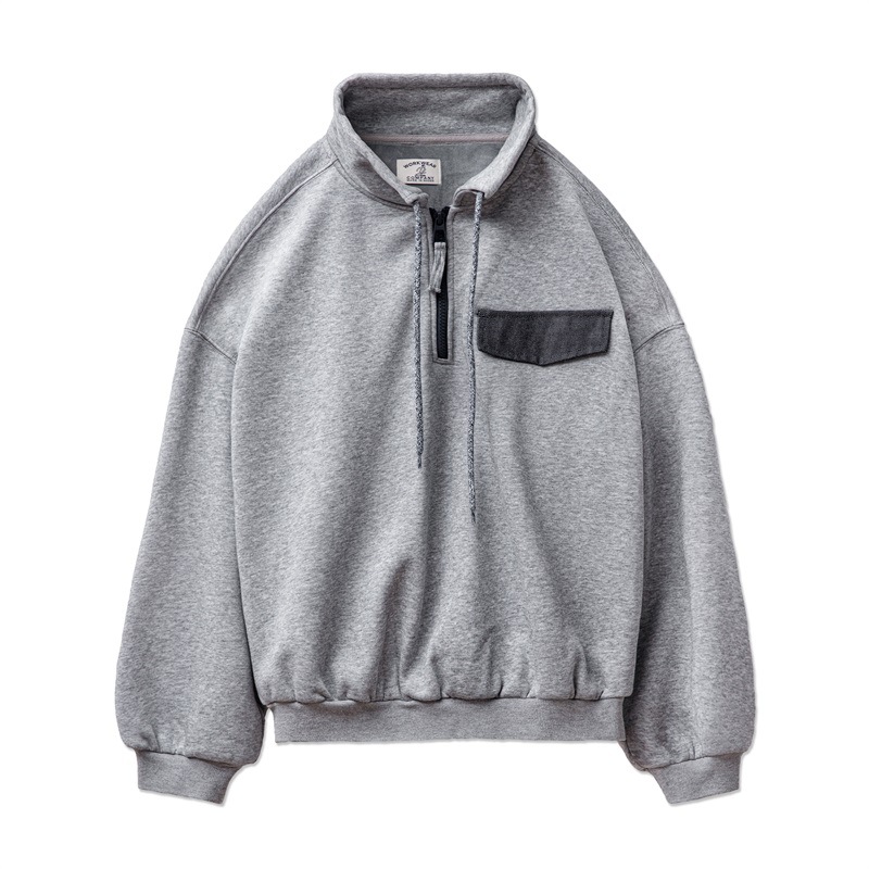 馬登女裝 半拉鍊套頭衛衣美式學院風立領上衣百搭廓形落肩長袖外套秋女