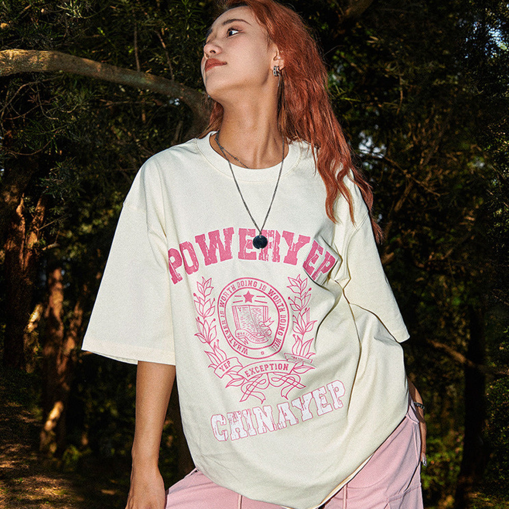 美式復古短袖T恤女設計感小眾寬鬆半袖ins潮牌情侶上衣