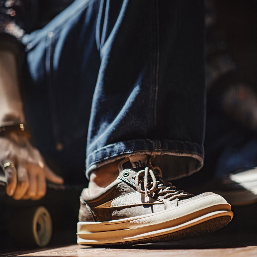 馬登男鞋 秋季復古RO美式高街板鞋厚底增高棕色Cleanfit休閒鞋