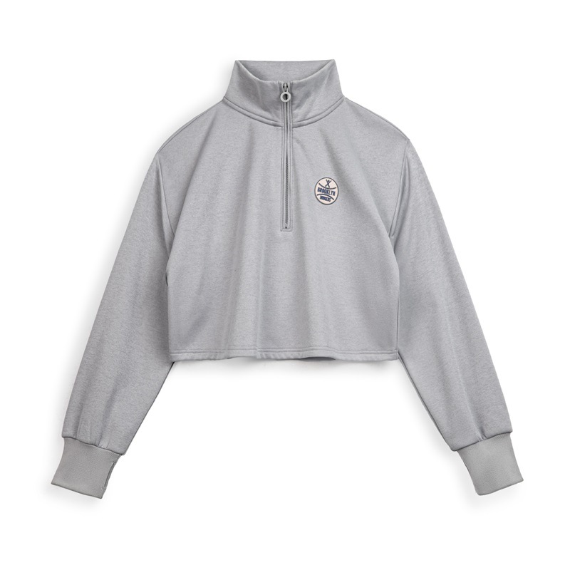 馬登女裝 格雷系高領道奇隊棒球夾克加絨半拉鍊針織長袖衛衣春秋