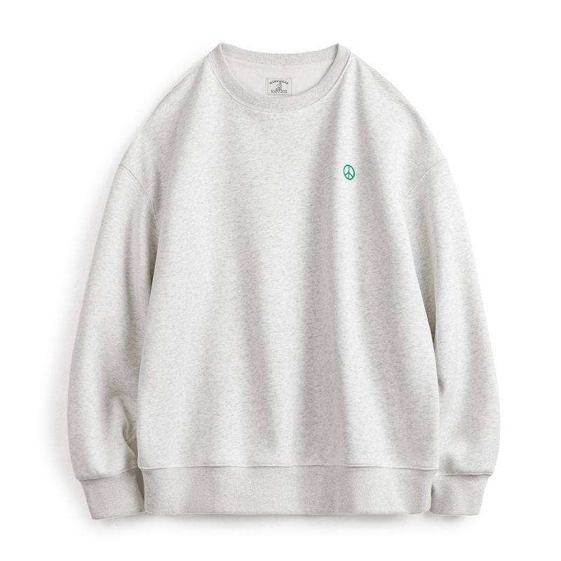 馬登工裝 美式休閒圓領加絨衛衣基礎寬鬆落肩打底上衣男秋冬季