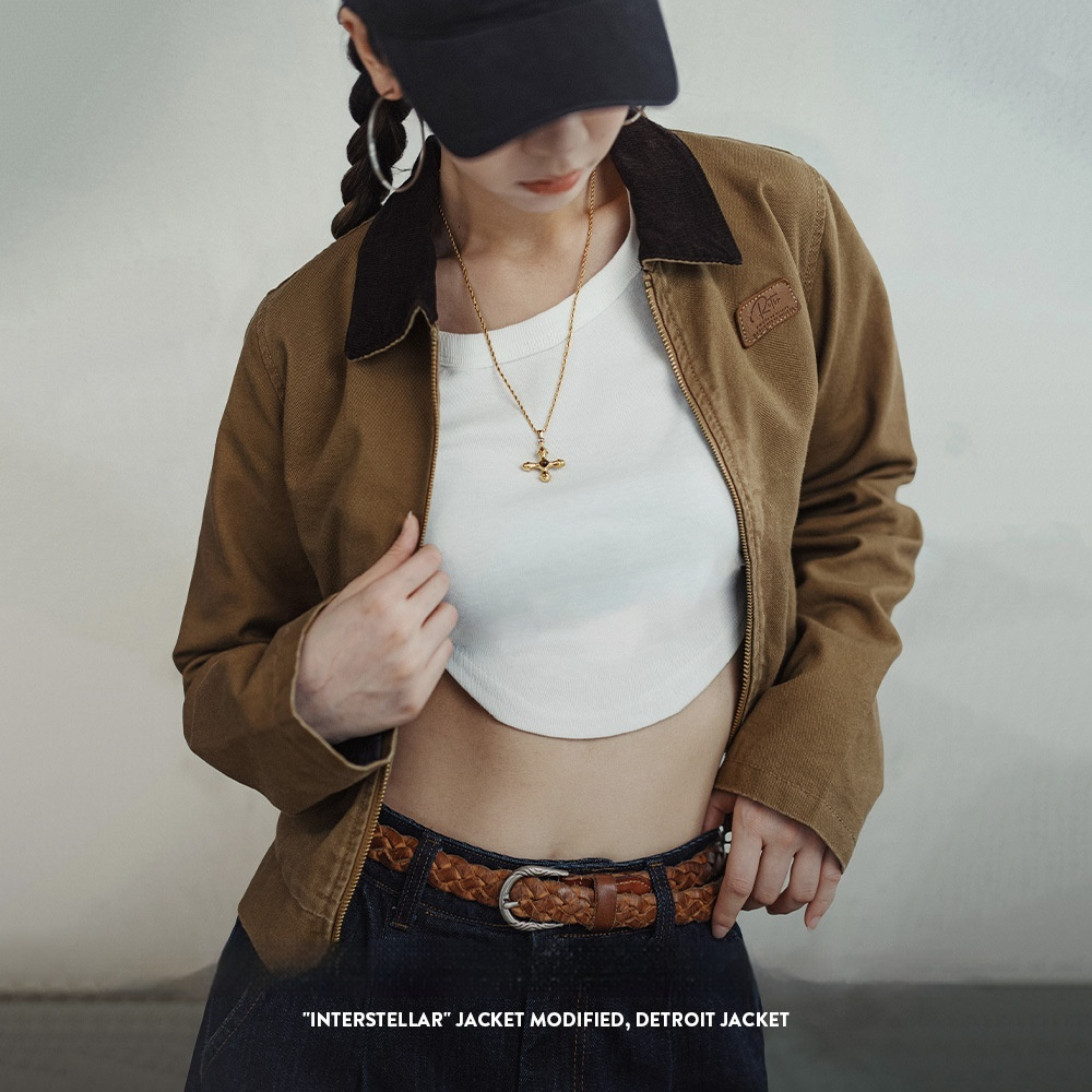 馬登女裝 星際穿越同款改良底特律夾克美式復古工裝帆布外套春秋