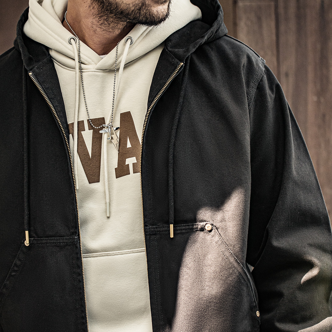 馬登工裝 美式復古連帽夾克重磅帆布阿美咔嘰J130外套男