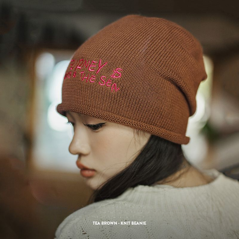 馬登女裝 美式復古針織冷帽純棉堆堆帽大頭圍卷邊包頭帽子秋冬