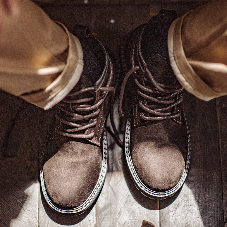 馬登工裝 荒野尋棕復古工裝靴秋季男鞋休閒中幫厚底真皮透氣馬丁靴