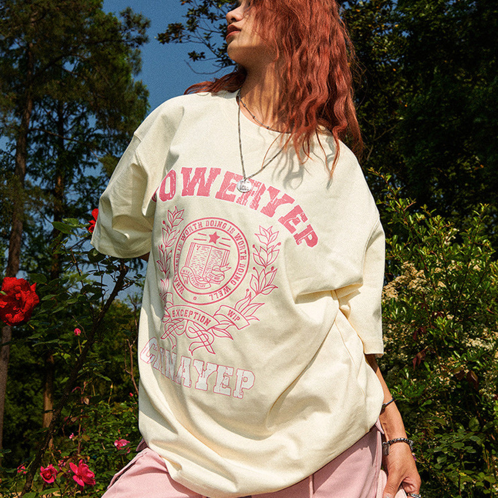 美式復古短袖T恤女設計感小眾寬鬆半袖ins潮牌情侶上衣