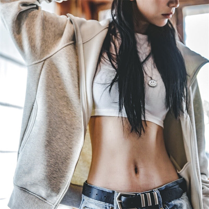 馬登女裝 美式休閒搖粒絨連帽衛衣外套秋冬加絨開衫上衣