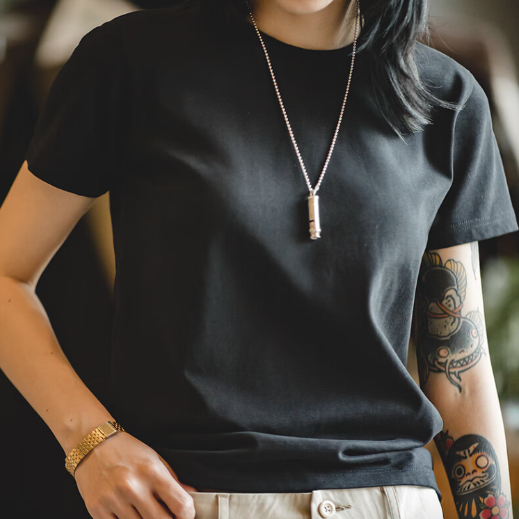 馬登女裝 基礎鹽系短袖打底衫黑白Tee純棉半袖顯瘦無感內搭正肩T恤