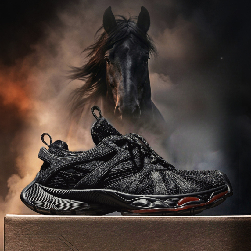 馬登男鞋 馬年限定黑馬老爹鞋男秋冬厚底增高復古休閒運動鞋