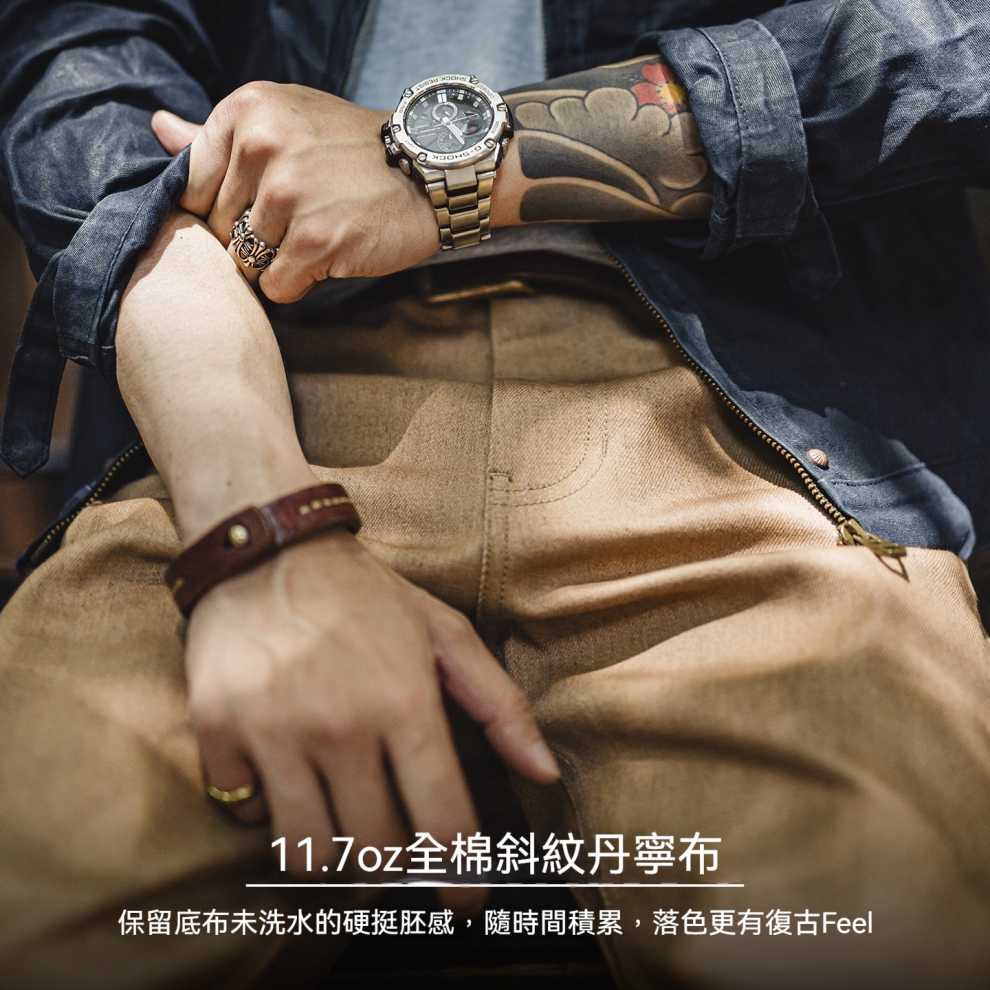 馬登工裝 美式復古西部牛仔褲卡其棕色直筒黃石赤耳原牛休閒褲男秋冬