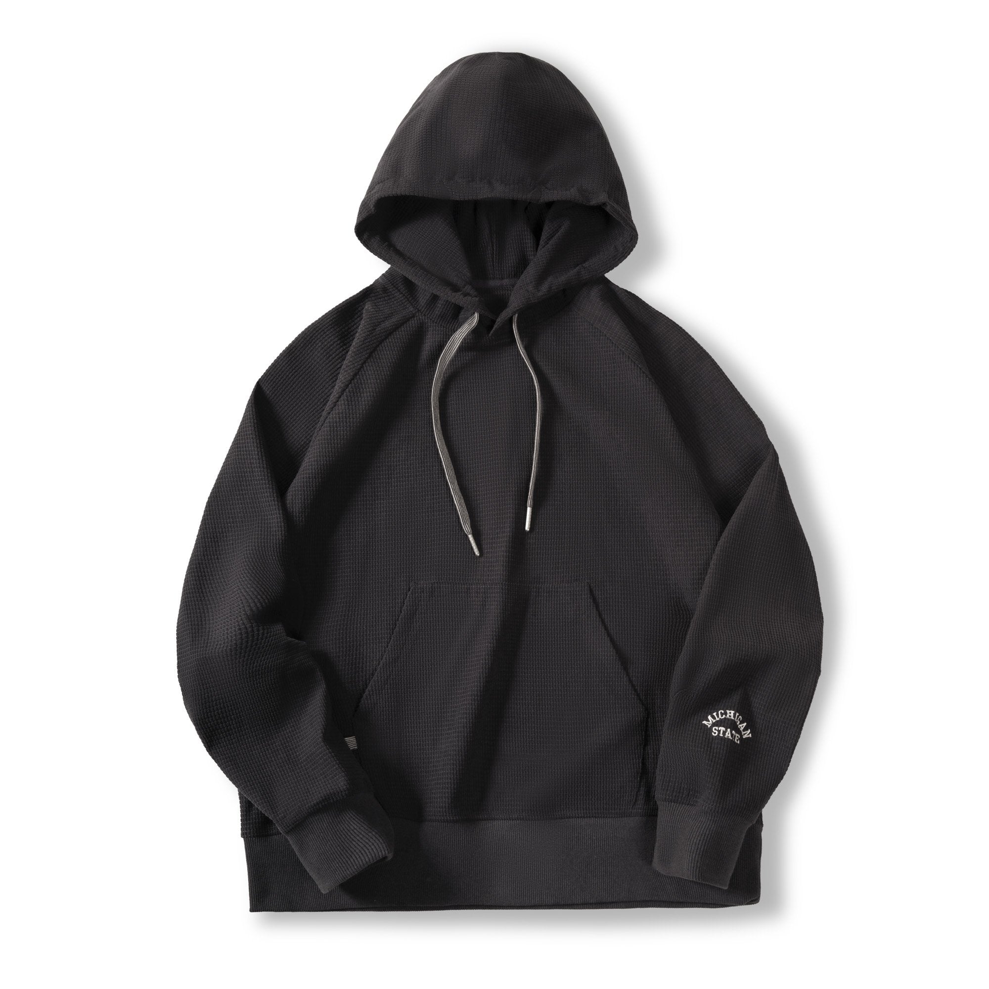 馬登工裝 美式玉米粒刺繡連帽衛衣絨感百搭純色套頭衫上衣