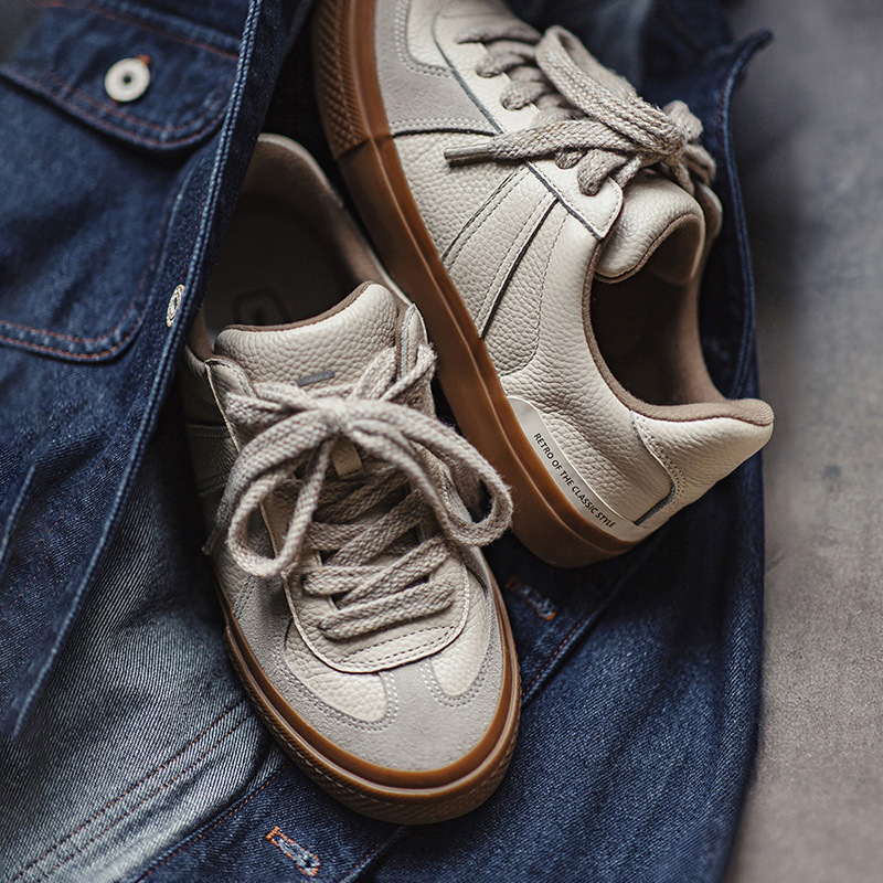馬登工裝 復古德訓鞋男潮百搭增高阿甘小白鞋運動休閒厚底板鞋
