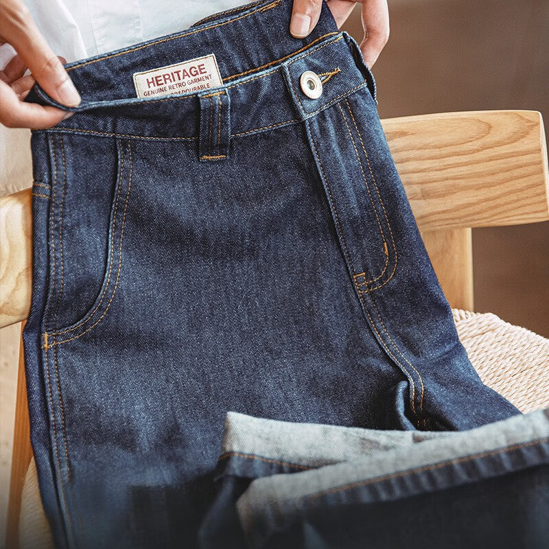 馬登女裝 美式復古工裝褲闊腿拖地丹寧牛仔褲慵懶寬鬆伐木褲