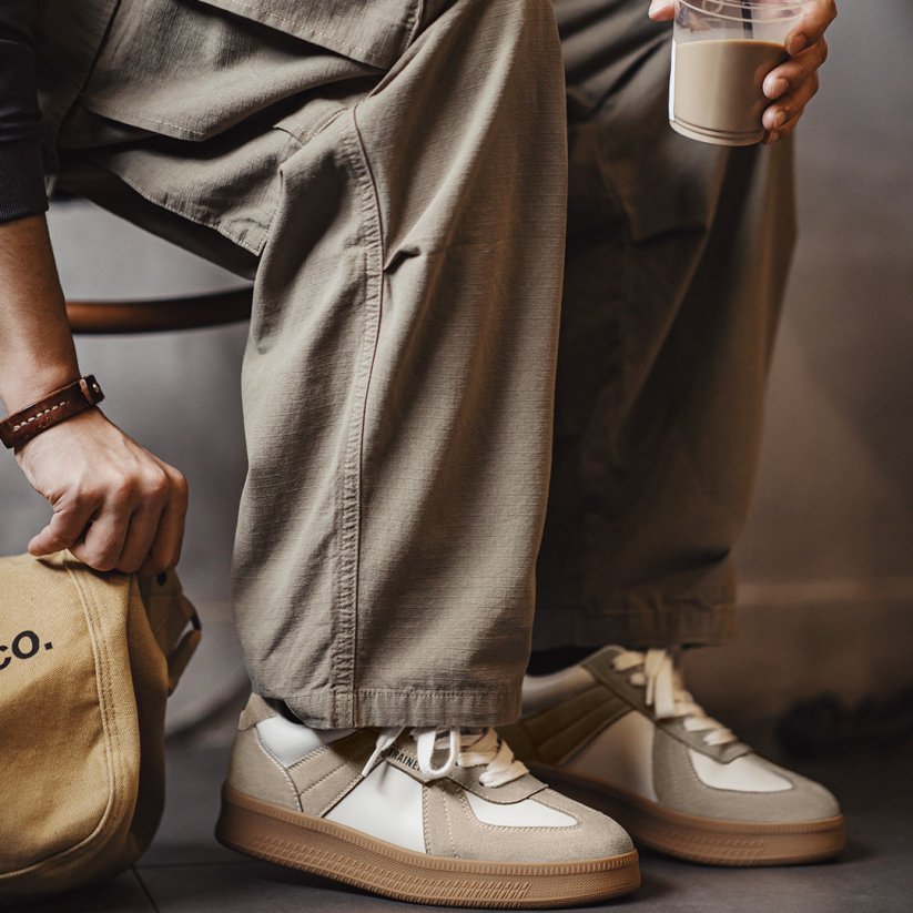 馬登男鞋 美式德訓板鞋經典復古拼色厚底百搭增高鞋休閒阿甘鞋