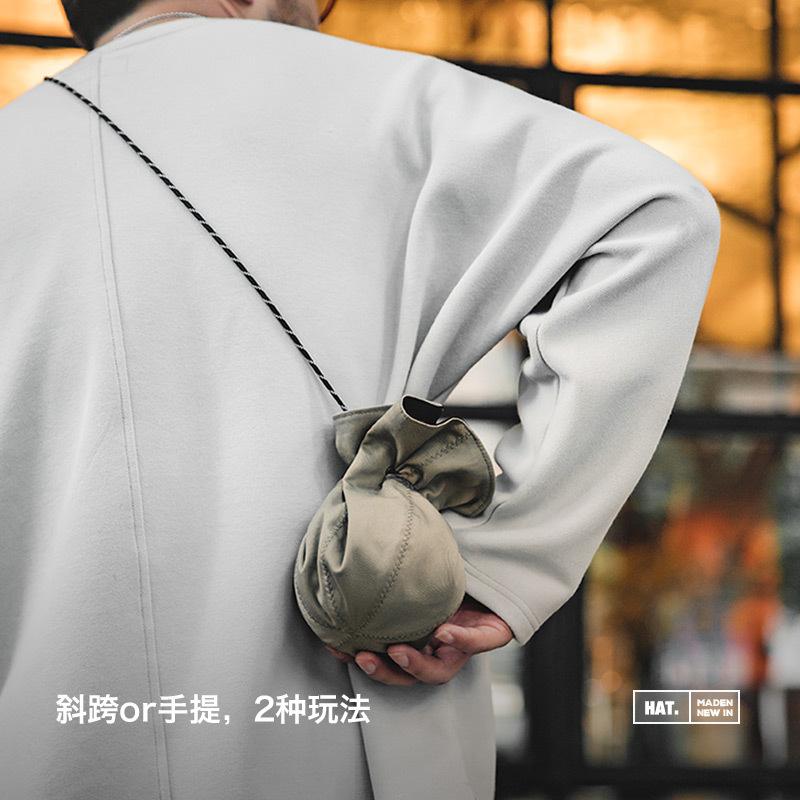 馬登工裝 黑色卡其色兩用漁夫帽便攜手提零錢包錢袋遮陽帽子男女