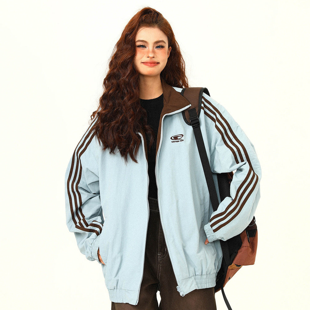 秋冬美式復古雙面穿夾克外套女美拉德潮牌氛圍感上衣外套