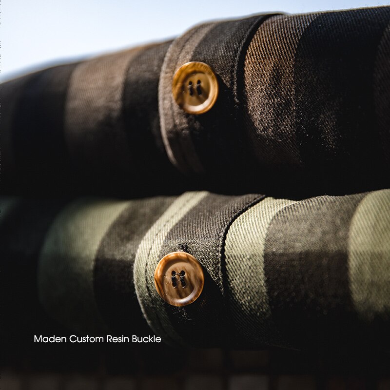 馬登工裝 美式復古輪廓重磅格子襯衫夾克厚實格紋寬鬆襯衫外套