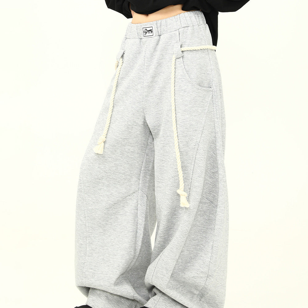 美式街頭解構設計感運動休閒褲潮牌情侶闊腿彎刀衛褲