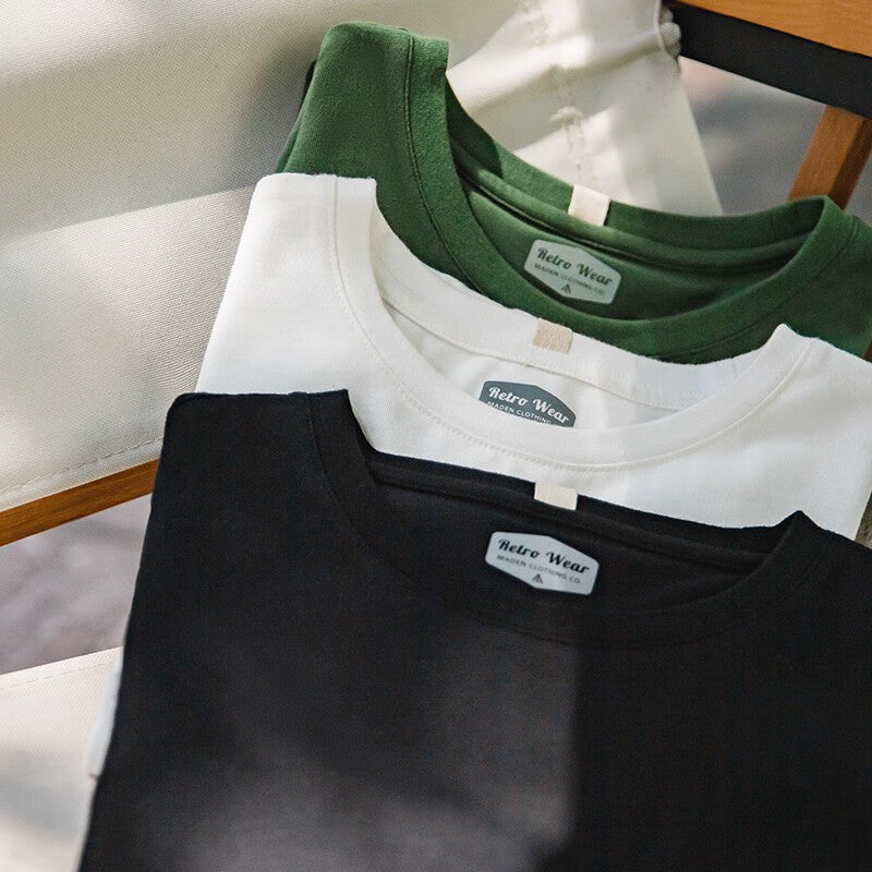 馬登女裝 雙紗純棉重磅長袖T恤春秋圓領衛衣基礎款打底衫